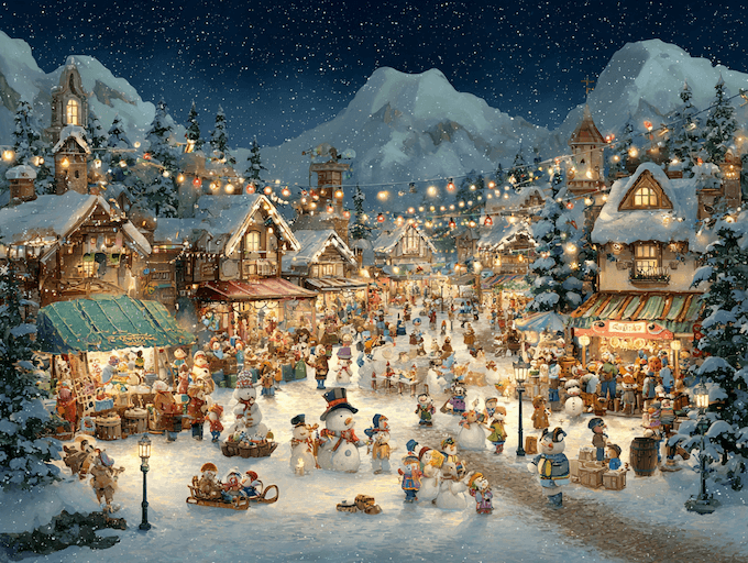 Lernen im Lichterglanz: Was das Weihnachts-Wimmelbild kann