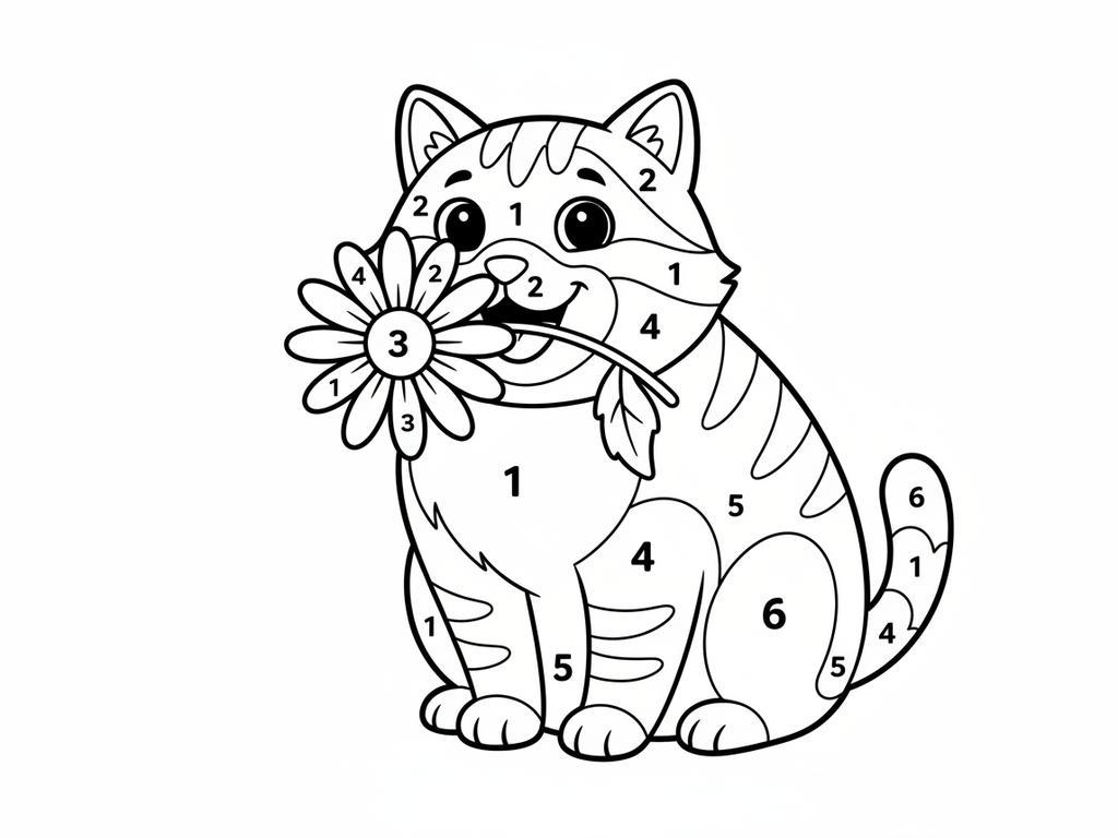 Kindgerechte Ausmalvorlage: Eine einfache Rakete fliegt durch Sterne und Planeten – als Malen nach Zahlen