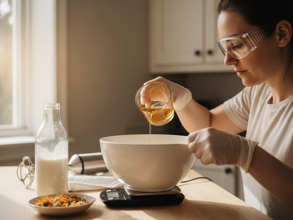 DIY-Momente: In einer heimischen Küche wird aus Muttermilch und natürlichen Ölen Babyseife gesiedet – ein naturnahes Pflegeprojekt aus Liebe.