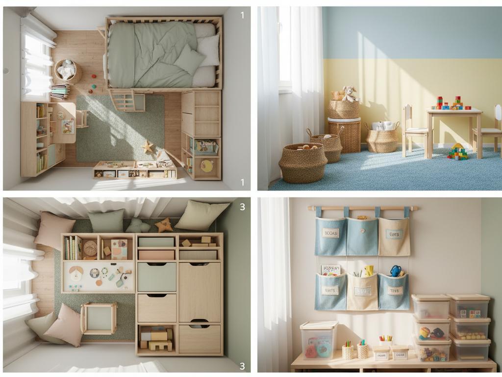 Ein fantasievoll eingerichtetes Kinderzimmer mit Hochbett, grünlichen Farbakzenten und klaren Funktionszonen auf 10 Quadratmetern.