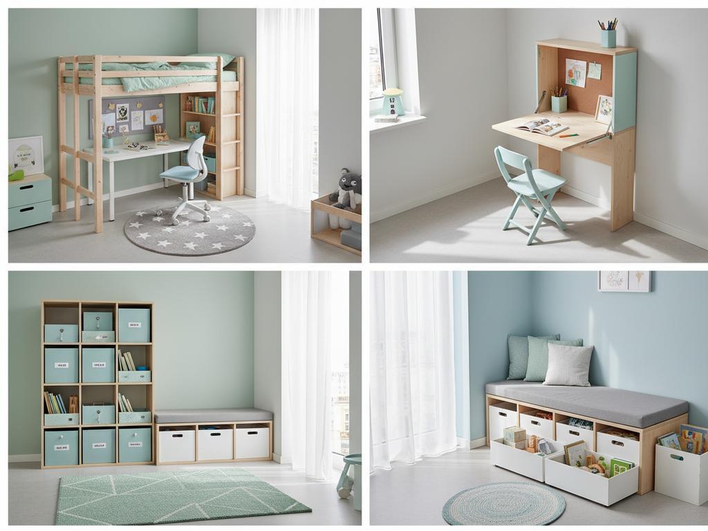 Emotionale Szene im Kinderzimmer: Ein Kind sitzt an einem klappbaren Wandtisch in einer gemütlichen Lernecke mit guter Beleuchtung.