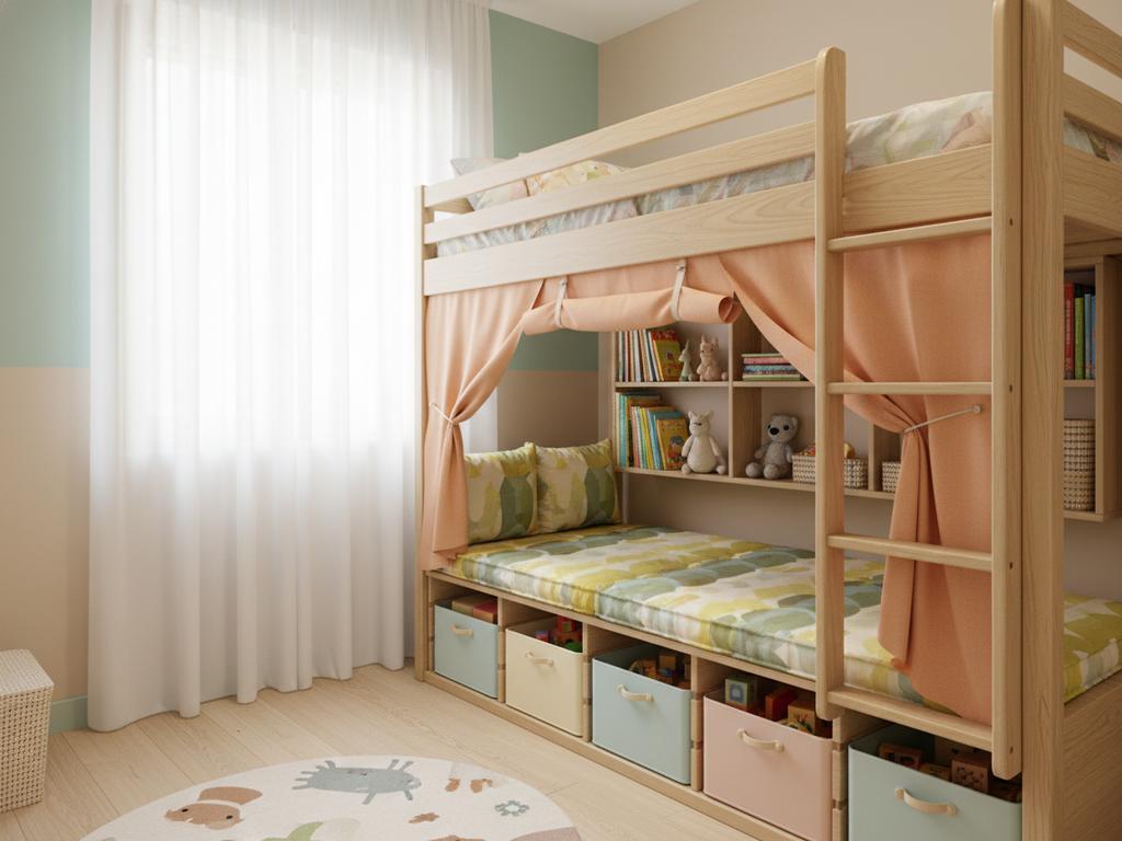 Spielerische Wandregal-Lösung in einem modernen Kinderzimmer mit cleverer vertikaler Stauraumnutzung.