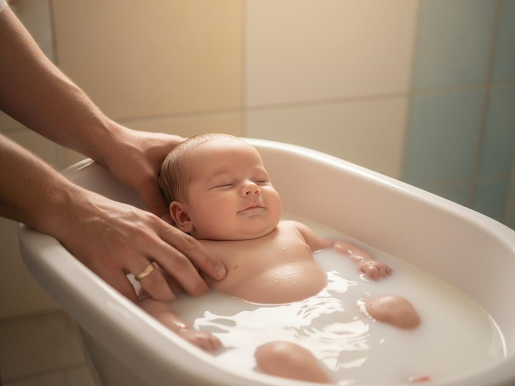 Eine junge Mutter hält vorsichtig ein Fläschchen mit frischer Muttermilch – Symbol für natürliche Hautpflege und Fürsorge.